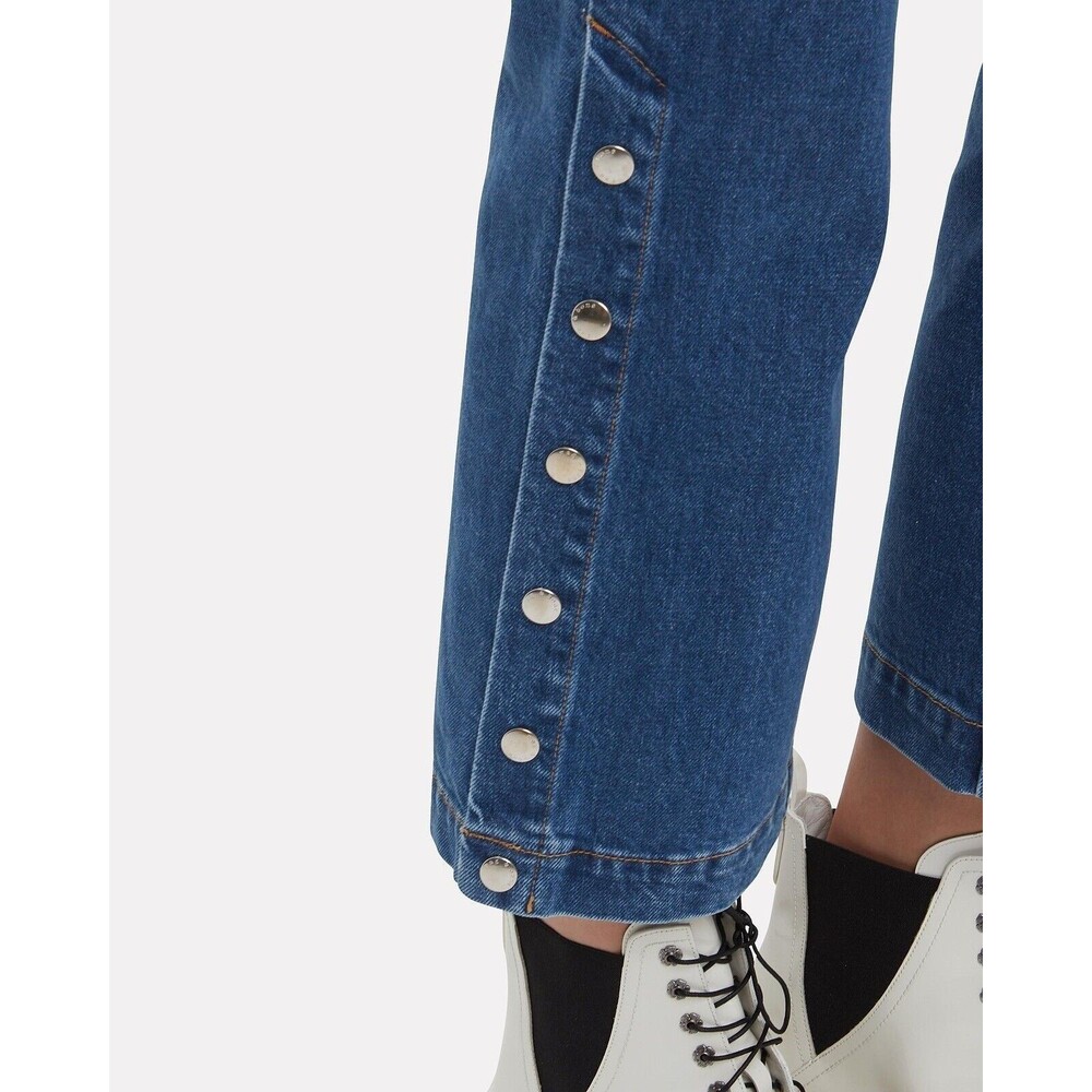 $275 Rag & Bone Dylan Snap Button Wide Leg Straight Blue Jeans High Rise 26 - Picture 8 of 15